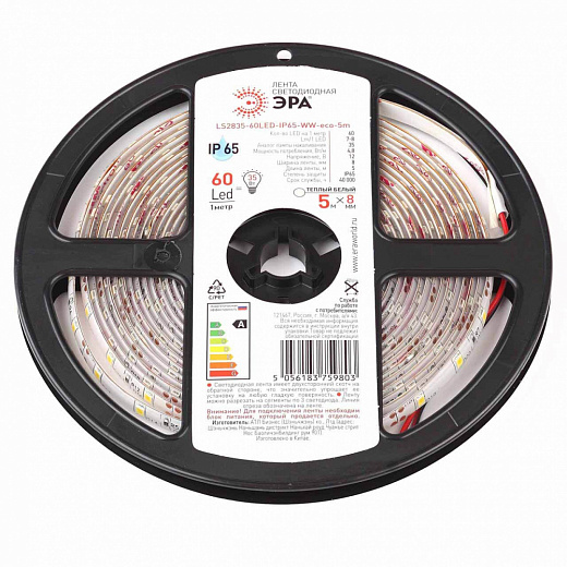 Купить Светодиодная лента ЭРА LS2835-120LED-IP65-WW-eco, 5 м, светодиодов: 600 шт., теплый белый