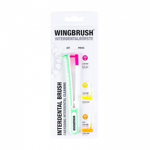 Купить Интердентальная зубная щётка с тремя сменными насадками-ёршиками WingBrush