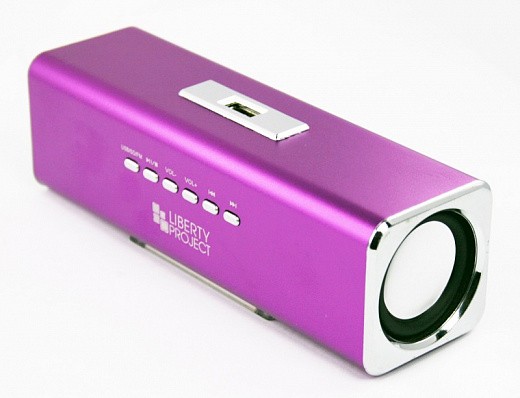 Купить Колонки портативные «LP» K-101 Фиолет. (Металл+3,5 мм+USB+microSD+заменяемый АКБ+FM радио) (коробка)