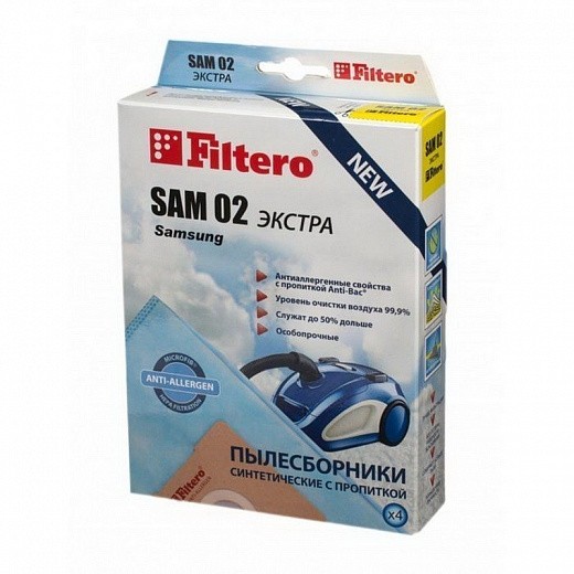 Купить Мешки-пылесборники Filtero SAM 02 Экстра, 4 шт., для SAMSUNG, синтетические 
