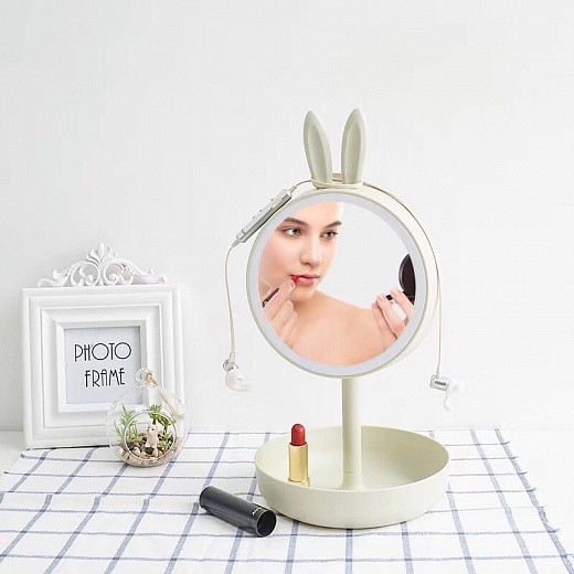 Купить Зеркало для макияжа с подставкой для мелочей - Зайка моя, цвет микс