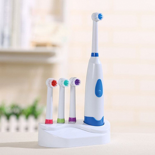 Купить Щетка зубная МО-1613 Electric Toothbrush на батарейках+2 насадки, подставка