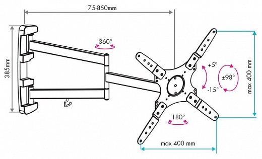 Купить Кронштейн на стену VLK TRENTO-19 черный | Мелеон