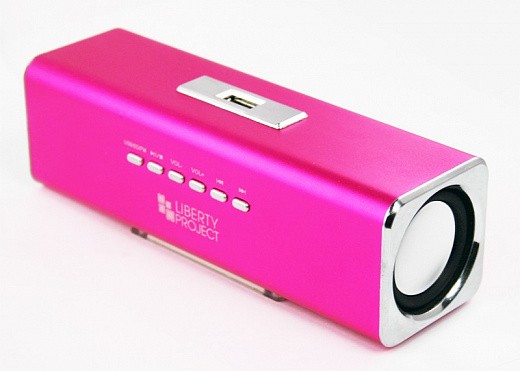 Купить Колонки портативные «LP» K-101 Розовые (Металл+3,5 мм+USB+microSD+заменяемый АКБ+FM радио) (коробка)
