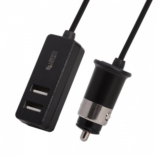 Купить АЗУ «LP» с 1 USB QC 3.0 + 2 USB выходами общий ток 3А провод 1,1 метра (черное)