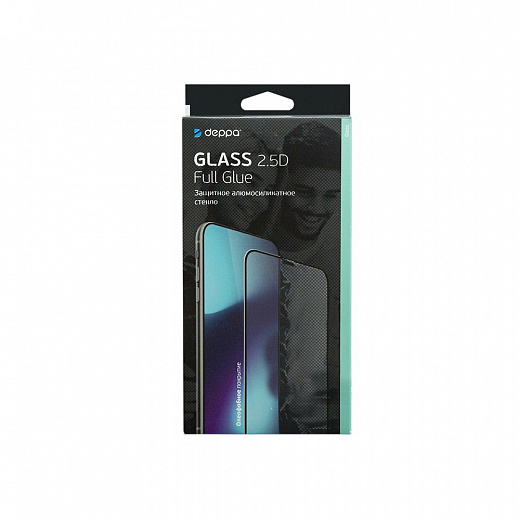 Купить Защитное стекло 2.5D для Samsung Galaxy S22 (2022), Full Glue, 0.3 мм, черная рамка, Deppa