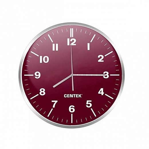 Купить Часы настенные Centek СТ-7100 красн+хром, диаметр 30 см