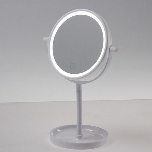 Купить Зеркало LuazON KZ-04, подсветка, настольное, 19.5 × 13 × 29.5 см, 4хААА, сенсорная кнопка белый