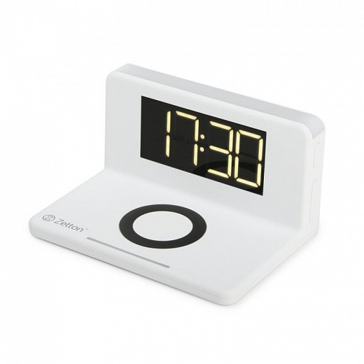 Купить Беспроводное зарядное устройство Zetton часы будильник ночник (ZTSY-W0241QI10WACWRU) белое