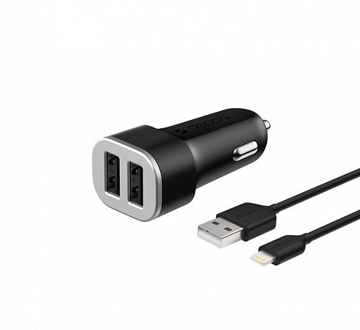 Купить АЗУ 2 USB 2.4А, дата-кабель Lightning (MFI), Deppa