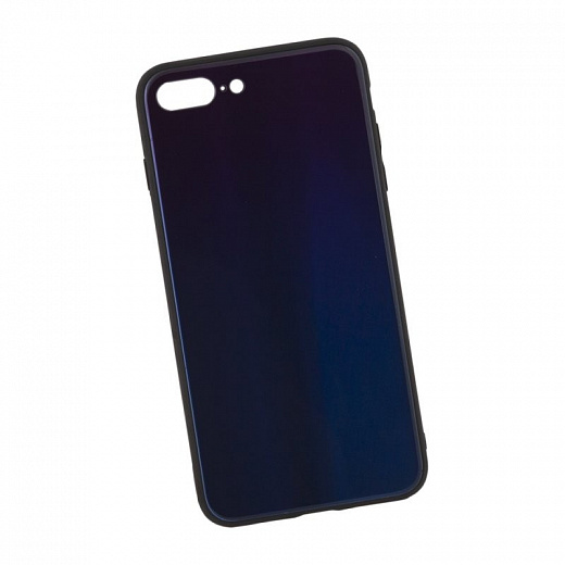 Купить Защитная крышка «LP» для iPhone 7 Plus/8 Plus «Rainbow Glass Case» (синий градиент/коробка)