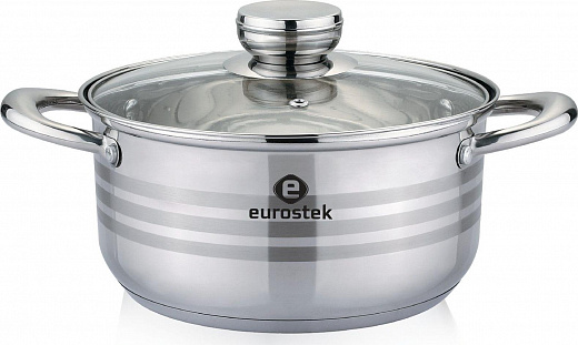Купить Кастрюля Eurostek ES-1080 нерж объем 5,5л крышка 5-слойное дно толщина стенок 0,5