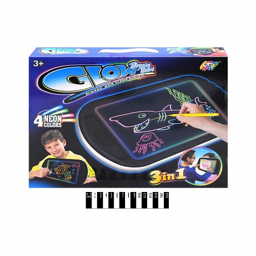 Светящаяся доска-планшет для рисования Glow drawing board 3 в 1