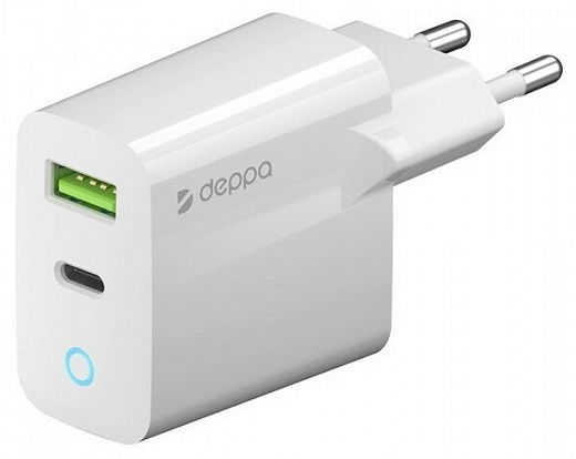 Купить Сетевое зарядное устройство для быстрой зарядки USB-C+USB A, PD 3.0, 5А, 20 Вт