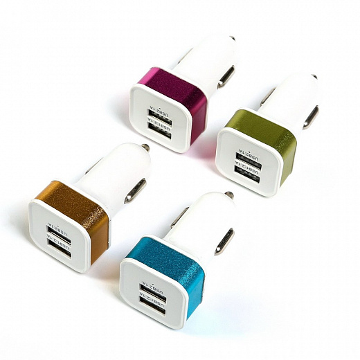 Купить Автомобильное зарядное устройство Torso, 2 USB 1,0 А и 2,1 А, цвет микс