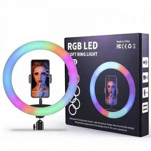 Купить Кольцевая светодиодная лампа со штативом RGB LED Soft Ring Light MJ-33