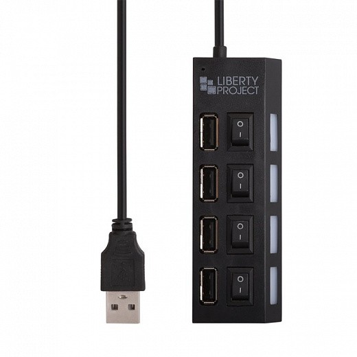 Купить USB 2.0 HUB «LP» хаб на 4 USB с выключателями на каждый порт (черный)