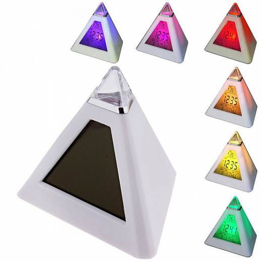 Купить Будильник LuazON LB-05 «Пирамида», 7 цветов дисплея, термометр, подсветка, микс